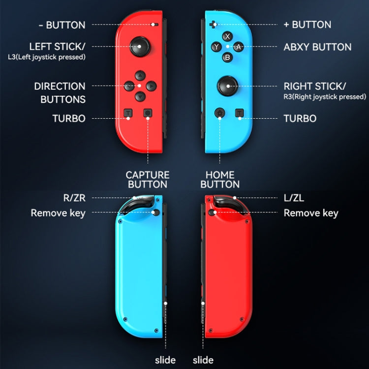 JOY-02 Gaming Left And Right Handle With RGB Lights Body Feel Bluetooth Gamepad For Switch / Switch OLED / Switch Pro / Switch Lite / Switch Joycon, Blue Red, Green Blue, White