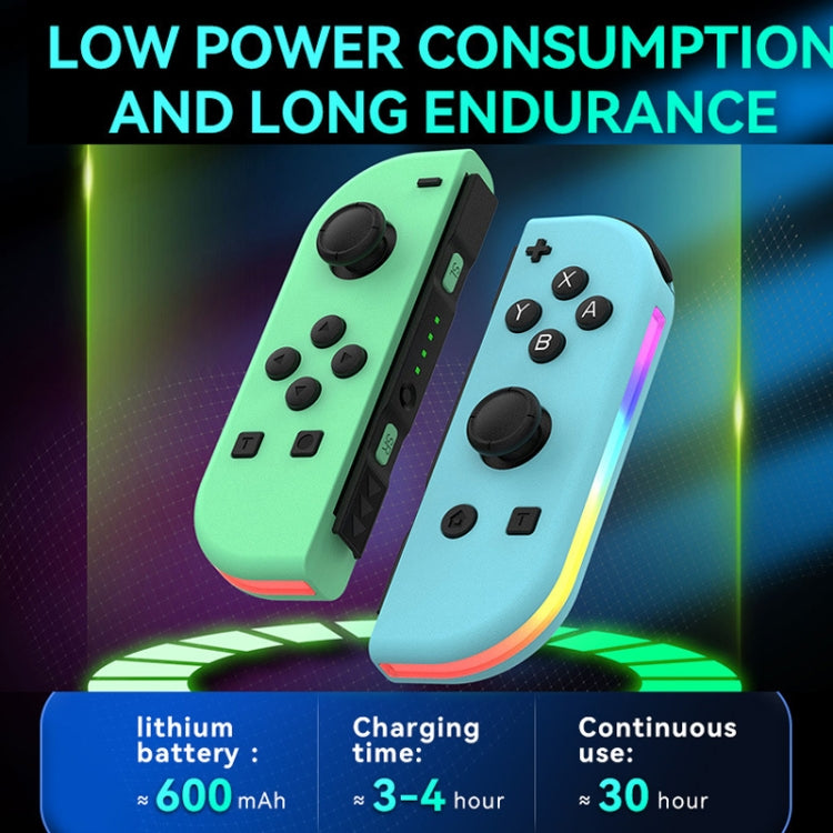 JOY-02 Gaming Left And Right Handle With RGB Lights Body Feel Bluetooth Gamepad For Switch / Switch OLED / Switch Pro / Switch Lite / Switch Joycon, Blue Red, Green Blue, White