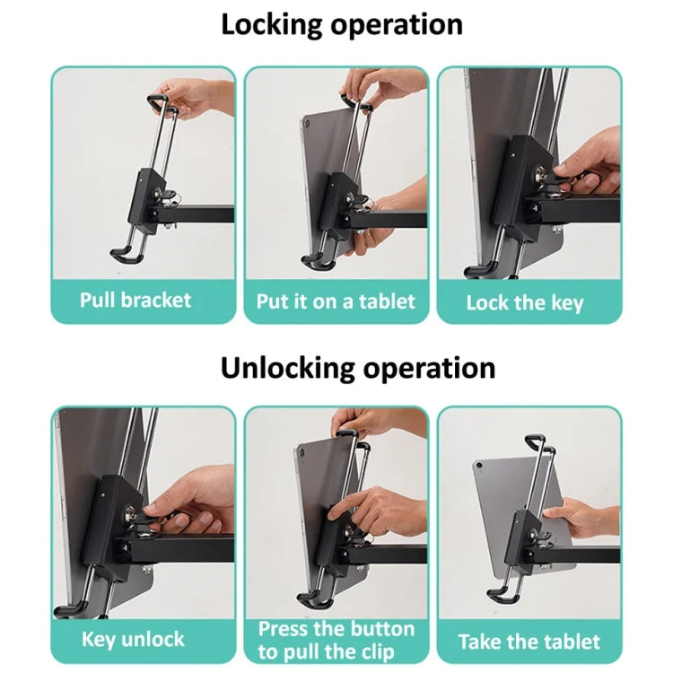 Tablet Wall Mount Holder Angles Adjustment Aluminum Alloy Mount With Anti Theft Security Lock, With Lock Short Arm
