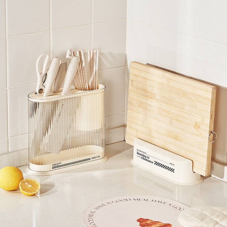 Cream Style Kitchen Storage Rack Knife Holder Chopping Board, Pot Lid Rack, Knife Rack, 2 In 1