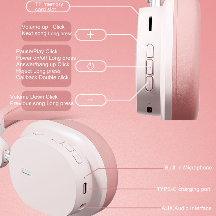 SOYTO SY-T2 Noise Reduction Bluetooth Headset Wireless Game Headset(Pink)