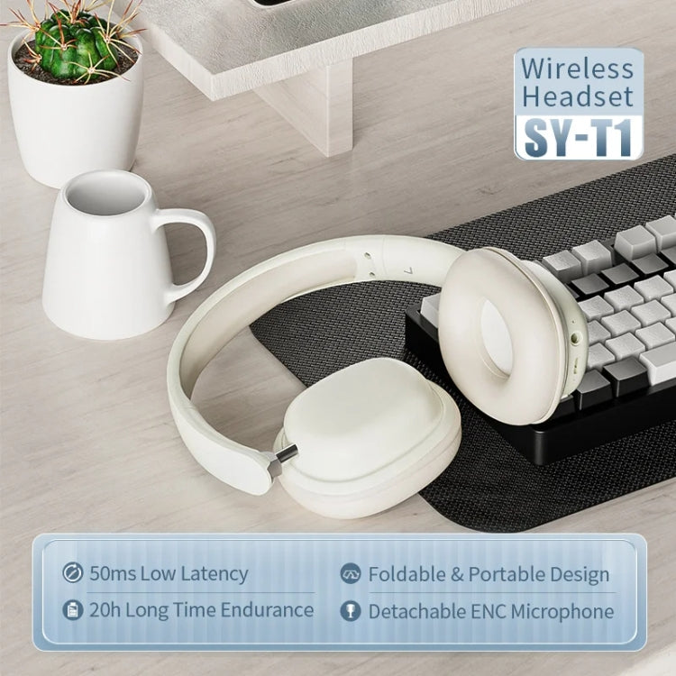 SOYTO SY-T1 Wireless Headset Bluetooth Gaming Headset With Plug Play Microphone(White)