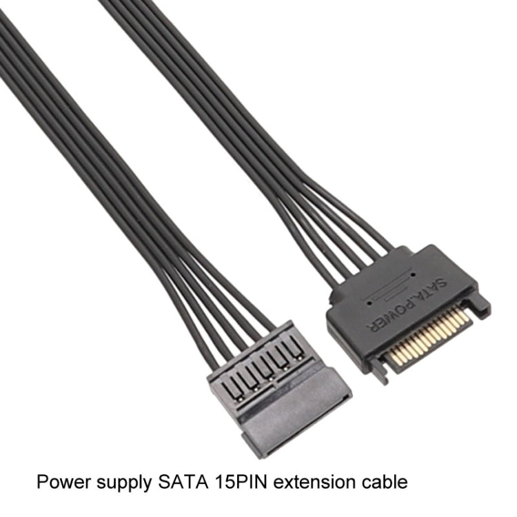 Power Supply SATA 15Pin Male And Female Extension Cable Durable Hard Disk Drive Power Connection Cables, 60cm 15Pin