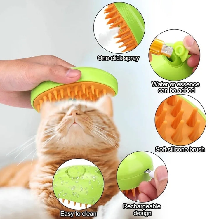 Mango Pet Electrical Spray Massage Comb Hair Removal Cleaning Grooming Brush For Cats And Dogs, Mango Green, Mango Yellow