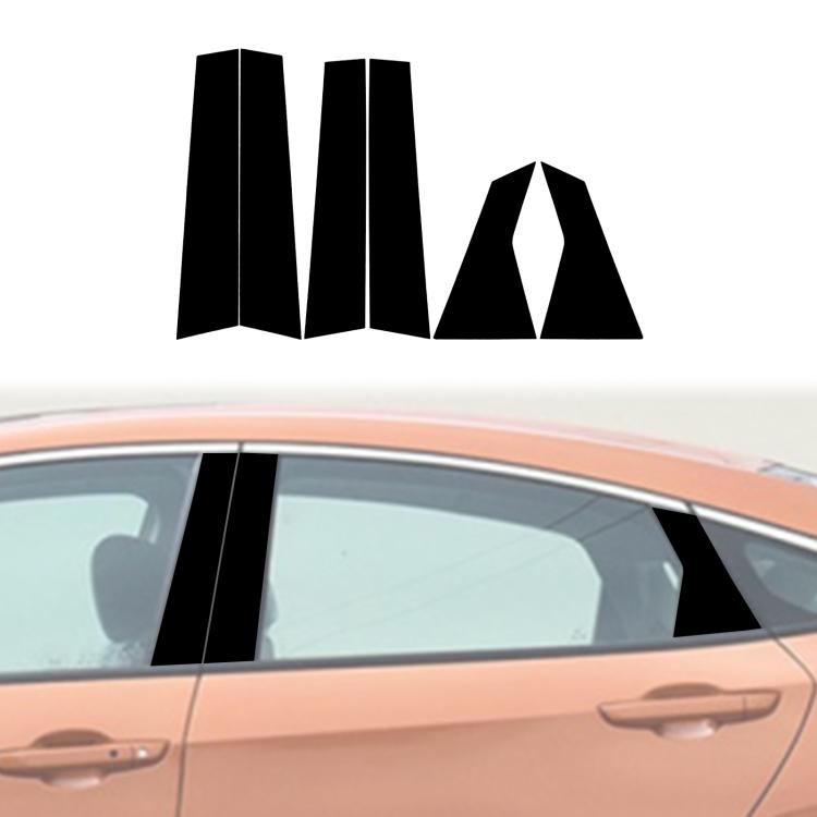 For 2016-2019 Honda Civic 6pcs /Set Universal B-Pillar Decorative Sticker For Left And Right Drive