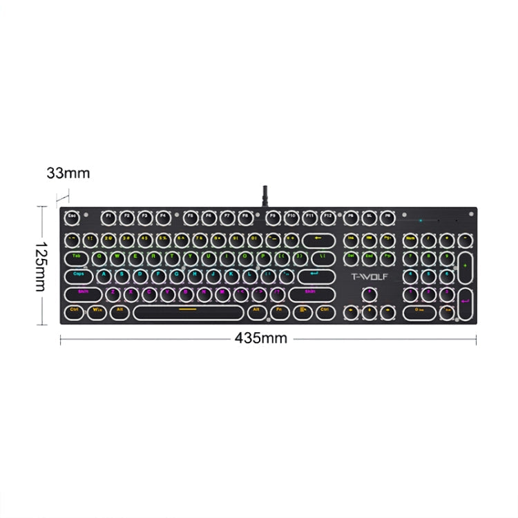 T-WOLF T75 104 Keys Adjustable RGB Light Computer Game Wired Mechanical Keyboard(White)