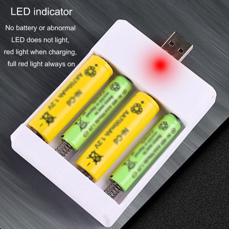 Fast USB 4 Slot Battery Charger AA/AAA Rechargeable Battery Universal Four Slot Charging Box, With Cable