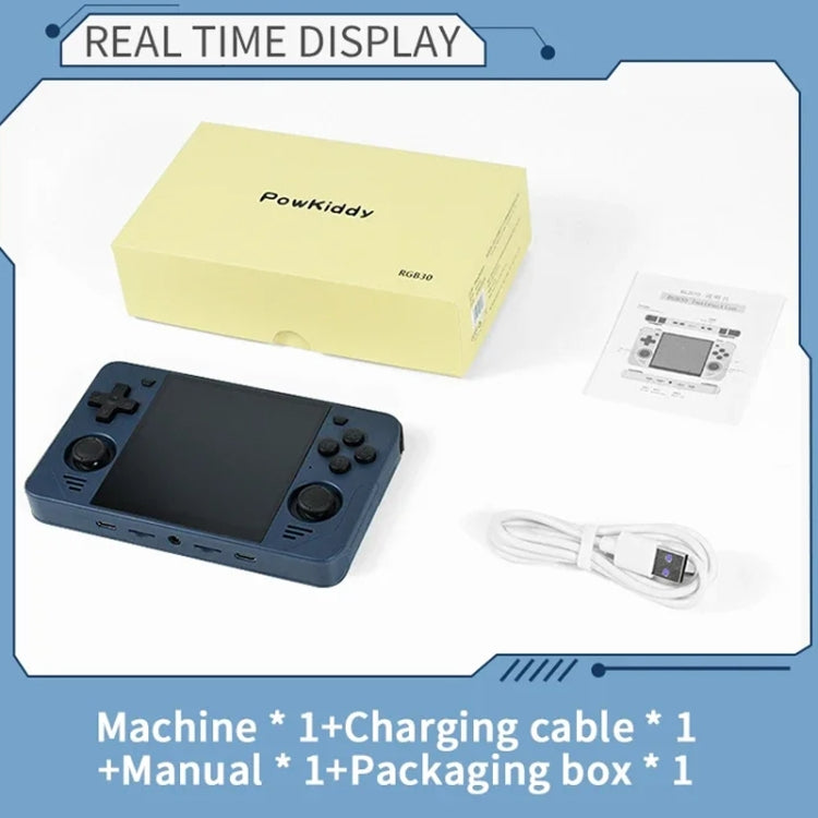 POWKIDDY RGB30  4 Inch IPS Screen Handheld Game Console Built In WIFI＋Bluetooth 16GB+256GB(Blue)