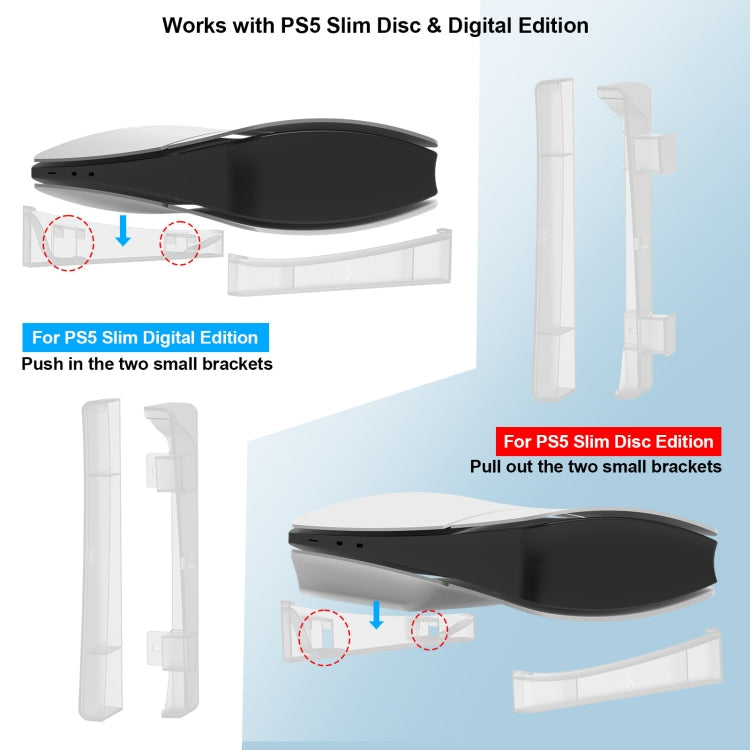 For PS5 Slim JYS-P5189 Console Horizontal Placement Stand Digital / Optical Drive Version Universal Storage Mount(Transparent)