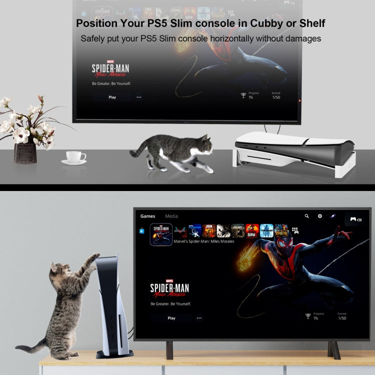 For PS5 Slim JYS-P5189 Console Horizontal Placement Stand Digital / Optical Drive Version Universal Storage Mount(White)