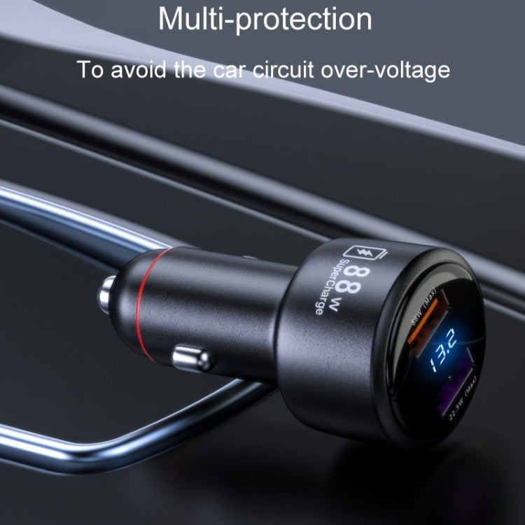 Vehicle Mini Fast Charging Charger Car One To Two Cigarette Lighter, 88W