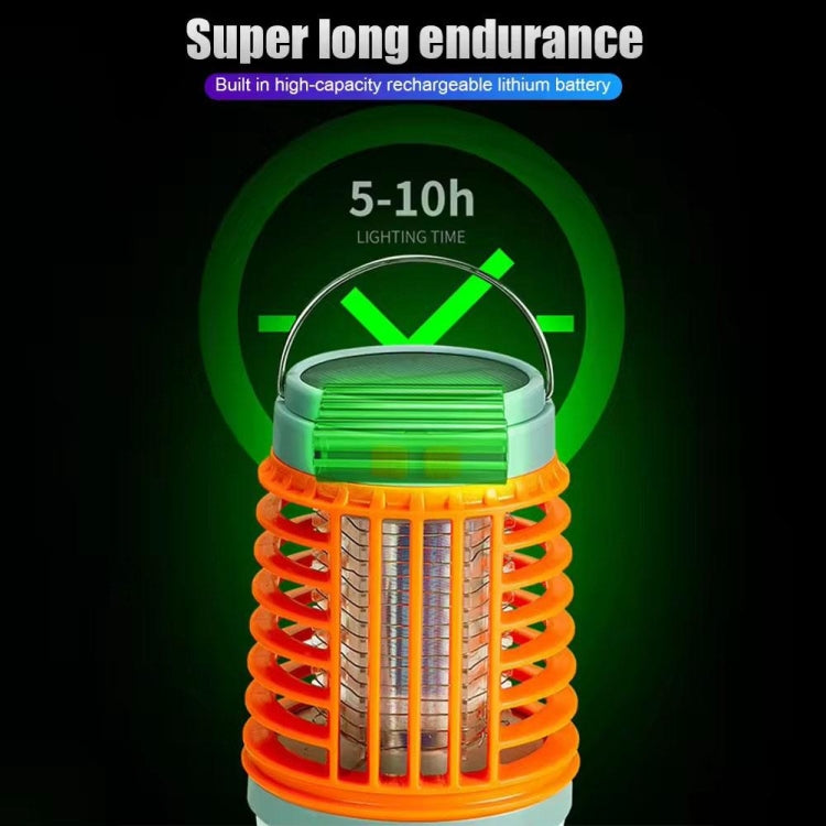 E-SMARTER W890-1 Solar LED Electric Shock Mosquito Light Outdoor USB Rechargeable Lighting Mosquito Trap, Orange, Blue