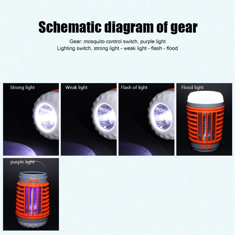 E-SMARTER W890-1 Solar LED Electric Shock Mosquito Light Outdoor USB Rechargeable Lighting Mosquito Trap, Orange, Blue