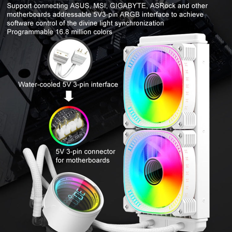 COOLMOON CM-YM-240T Digital ARGB Lens Edition Integrated Water Cooling CPU Cooler Temperature Display CPU Fan, CM-YM-240T