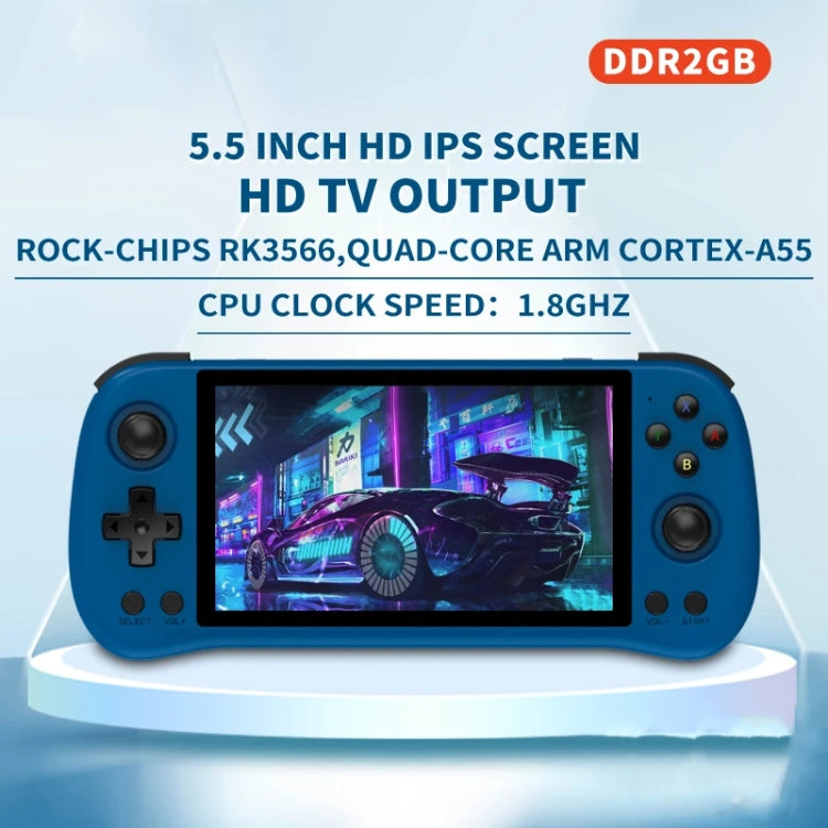 POWKIDDY X55 Game Console 5.5 Inch 1280 X 720 IPS Screen RK3566 Linux System Open-Source Retro Video Player 16GB+128GB(White)