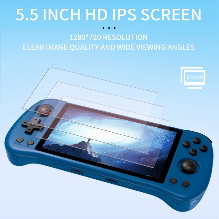 POWKIDDY X55 Game Console 5.5 Inch 1280 X 720 IPS Screen RK3566 Linux System Open-Source Retro Video Player 16GB+256GB(White)