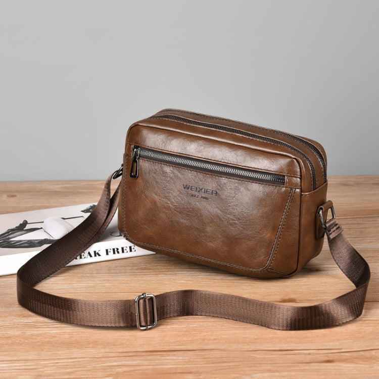 WEIXIER D523 Men Large Capacity Crossbody Single Shoulder Bag Casual PU Messenger Handbag