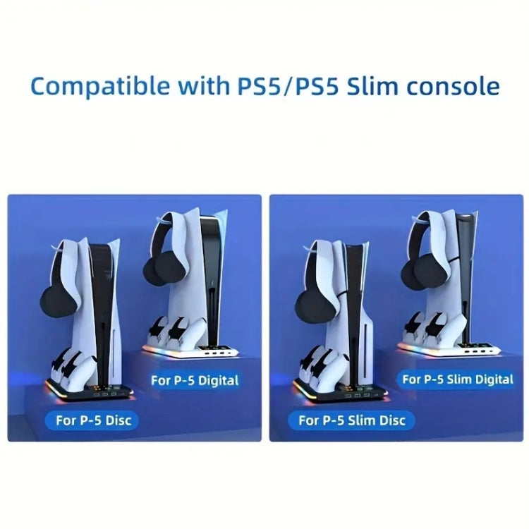 For PS5 Slim / PS5 iplay HA-8008 Cooling Bracket Headphone Organiser Grip Holder Charger(Black)