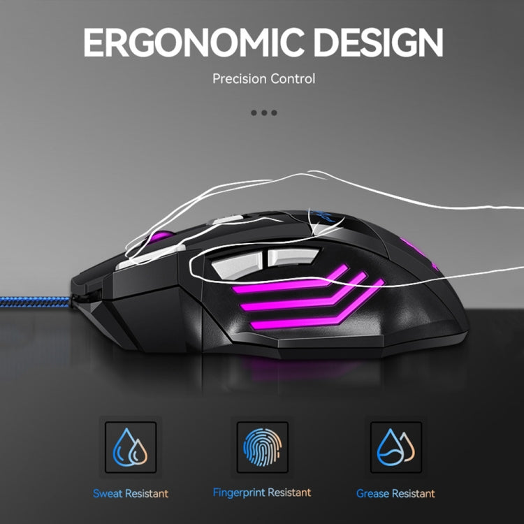 T-WOLF M1 7-keys RGB Atmosphere Light USB Gaming Wired Mouse(Black)