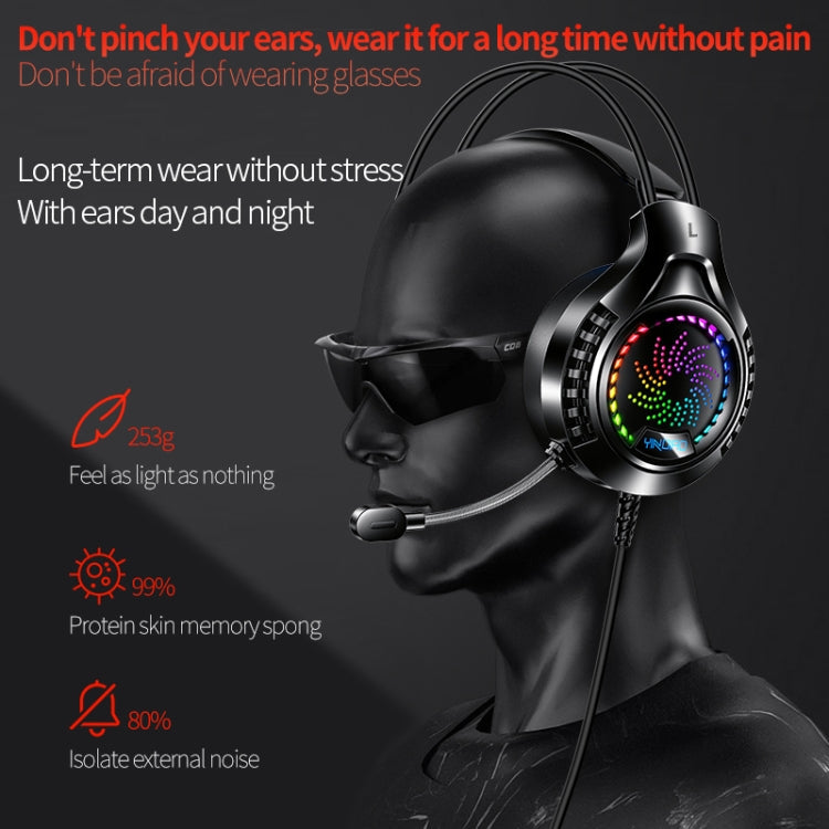 YINDIAO Q7 Colorful Light Computer Wired Headset USB Gaming Headset Dual 3.5mm + USB Pink
