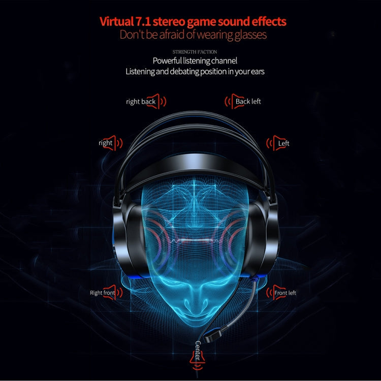 YINDIAO Q7 Colorful Light Computer Wired Headset USB Gaming Headset USB7.1 Sound Card Pink