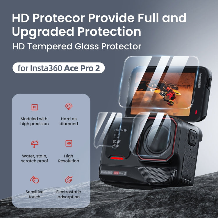 For Insta360 Ace Pro 2 aMagisn Tempered Glass Screen Protector, 1 Set, 2 Sets
