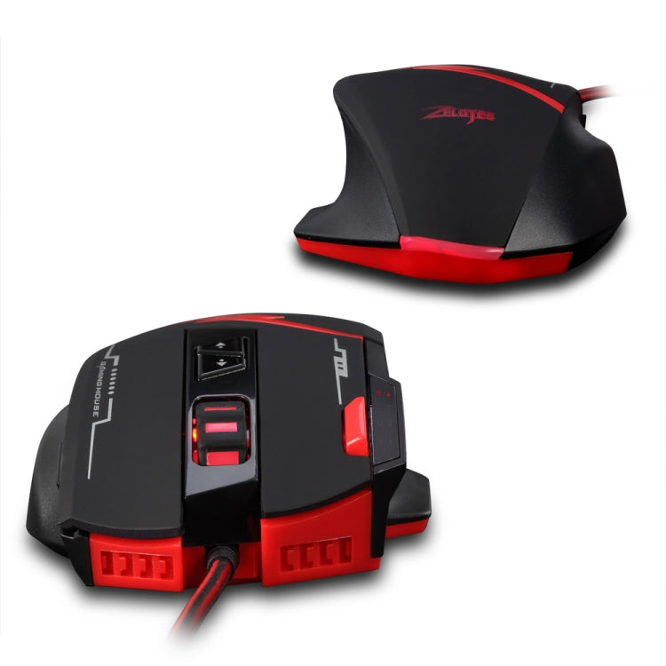 ZELOTES C8 8-buttons Ergonomic Game Programming Custom Wired Mouse(Black)