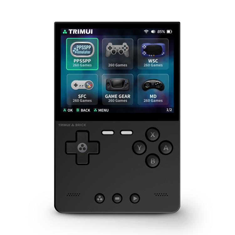 TRIMUI BRICK Open Source Pocket Console Portable Wireless Bluetooth HD Retro Arcade, Size: 256G(Black)