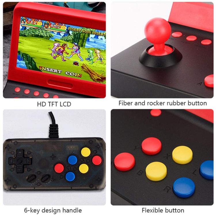 AMPOWN RETRO 7 inch Large Screen Handheld Console Rocker Game Player Open Source Retro Arcade, With Dual Grip(Black Red)