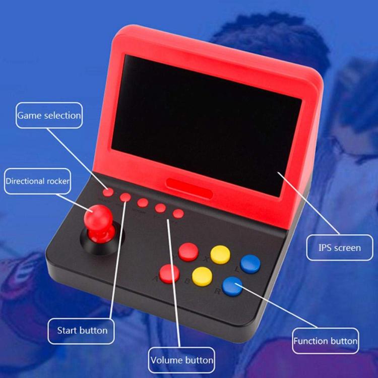 AMPOWN RETRO 7 inch Large Screen Handheld Console Rocker Game Player Open Source Retro Arcade, With Dual Grip(Black Red)