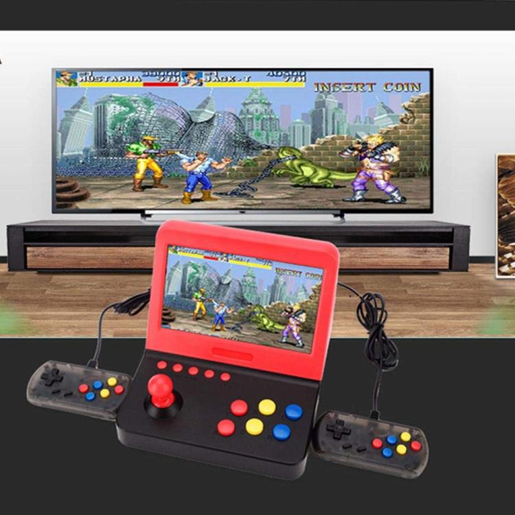 AMPOWN RETRO 7 inch Large Screen Handheld Console Rocker Game Player Open Source Retro Arcade, With Dual Grip(Black Red)