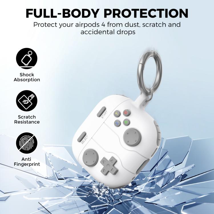 For AirPods 4 AhaStyle WG166 Personalised Game Console Shape Silicone Protective Case(Black)