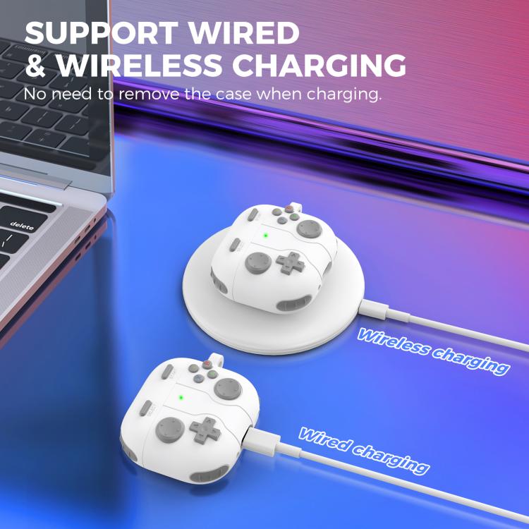 For AirPods 4 AhaStyle WG166 Personalised Game Console Shape Silicone Protective Case(Light Gray)