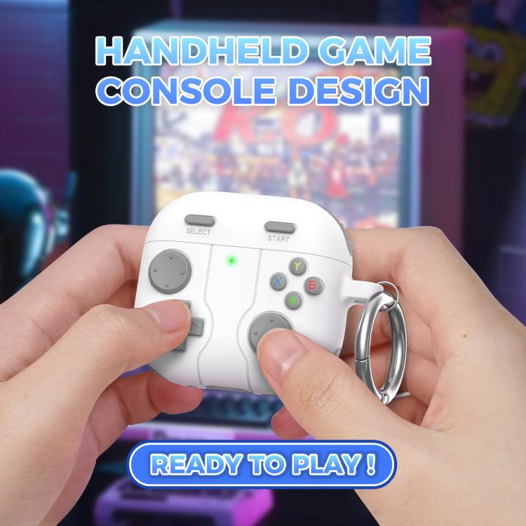 For AirPods 4 AhaStyle WG166 Personalised Game Console Shape Silicone Protective Case(White)