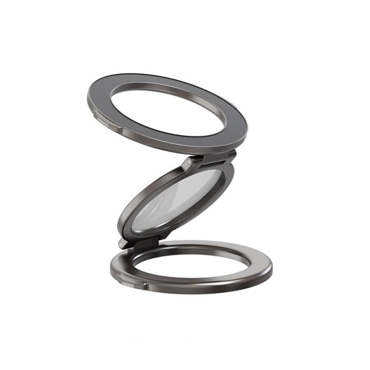 Foldable Double-sided Magnetic Phone Holder Gym Car Universal Stand, Mirror Type Black, Mirror Type Silver