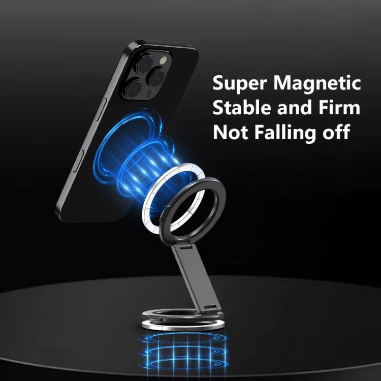 Foldable Double-sided Magnetic Phone Holder Gym Car Universal Stand, Mirror Type Black, Mirror Type Silver