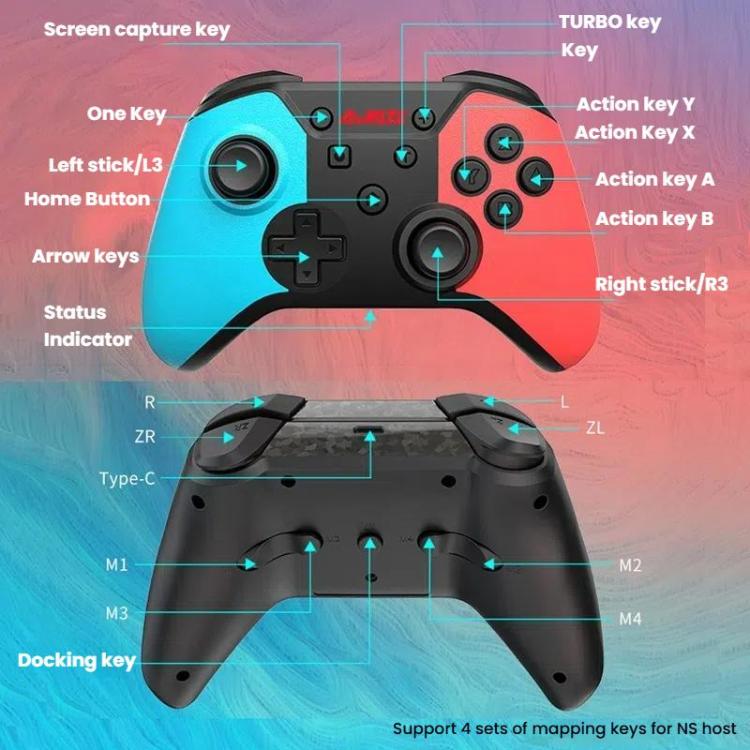 Ajazz AG180 Wireless Bluetooth + Wired Dual Mode Gamepad For Switch / PC / Android / IOS(Black Gray)