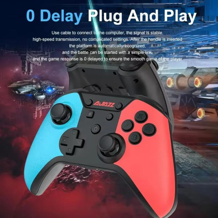 Ajazz AG180 Wireless Bluetooth + Wired Dual Mode Gamepad For Switch / PC / Android / IOS(Blue Red)