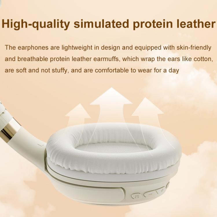 Havit H630BT Foldable Wireless Bluetooth Headset Music and Gaming Headset (Cream-color)