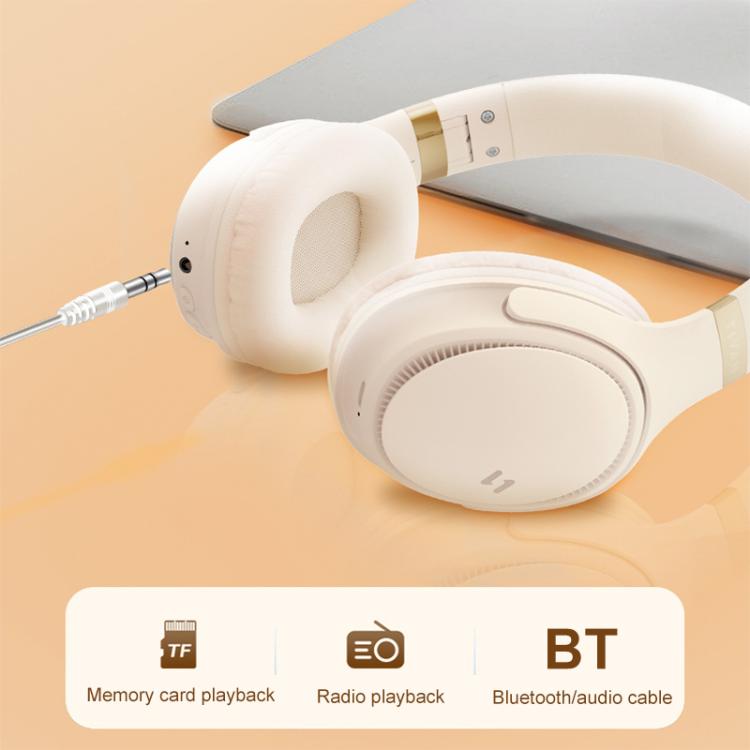 Havit H630BT Foldable Wireless Bluetooth Headset Music and Gaming Headset (Cream-color)
