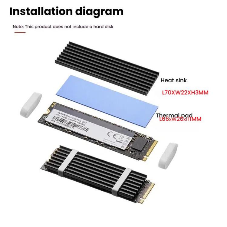 FinalCool M.2 2280 NVMe SSD Heat Sink Solid State Drive Radiator, XN80 M.2 2280 Gold, XN80 M.2 2280 Black