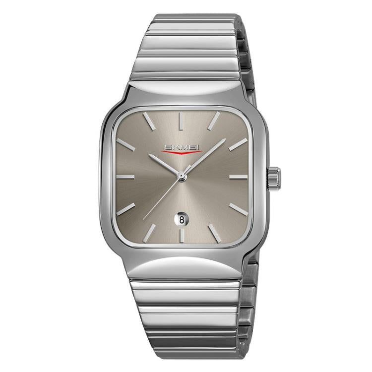 SKMEI 9361 Steel Strap Textured Dial Watch Business Casual Square Quartz Watch, Gold Case Gold Dial, Gold Case Gray Dial, Silver Gold Case Silver Dial, Silver Gold Case Blue Dial, Silver Gold Case Black Dial, Silver Case Silver Dial, Silver Case Gray D...