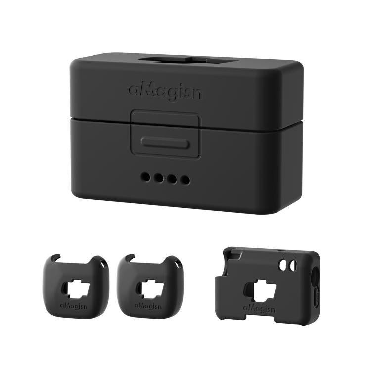 For DJI Mic Mini aMagisn MP01 Silicone Protective Case, 3 In 1 Black, 3 In 1 Gray, 3 In 1 Pink, 3 In 1 Purple, 3 In 1 Blue, 4 In 1 Black, 4 In 1 Gray, 4 In 1 Blue