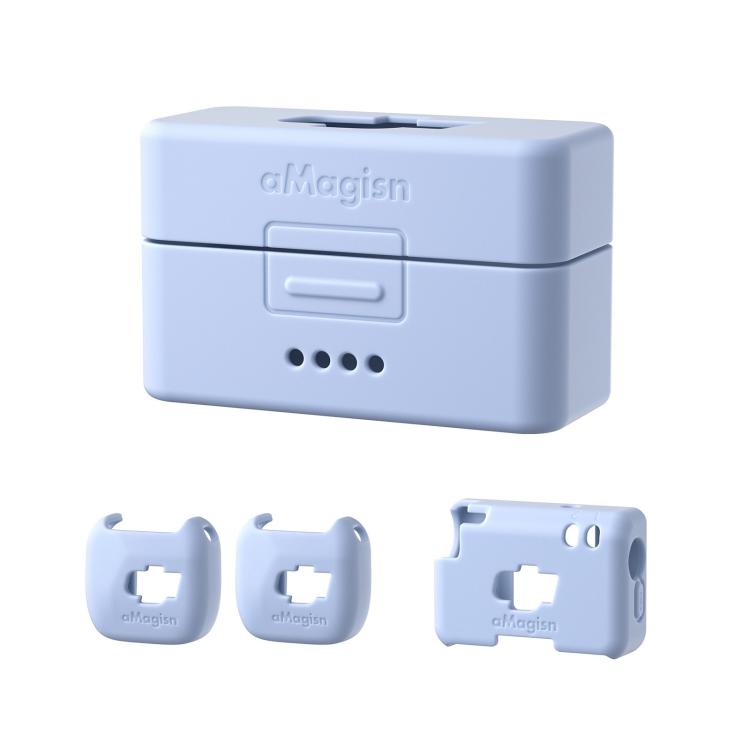 For DJI Mic Mini aMagisn MP01 Silicone Protective Case, 3 In 1 Black, 3 In 1 Gray, 3 In 1 Pink, 3 In 1 Purple, 3 In 1 Blue, 4 In 1 Black, 4 In 1 Gray, 4 In 1 Blue