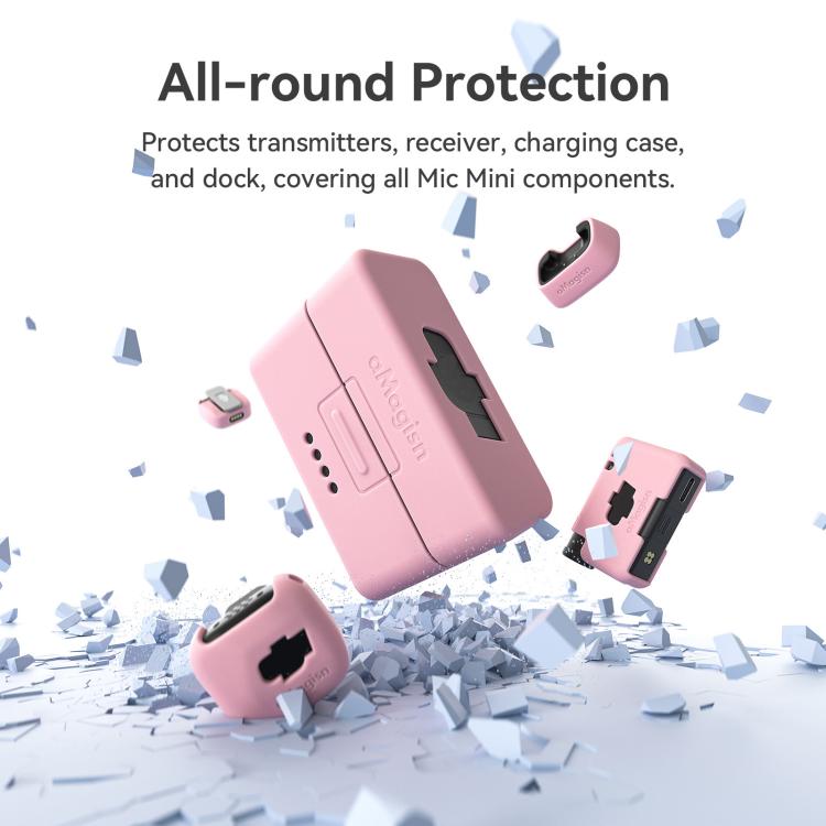 For DJI Mic Mini aMagisn MP01 Silicone Protective Case, 3 In 1 Black, 3 In 1 Gray, 3 In 1 Pink, 3 In 1 Purple, 3 In 1 Blue, 4 In 1 Black, 4 In 1 Gray, 4 In 1 Pink, 4 In 1 Purple, 4 In 1 Blue