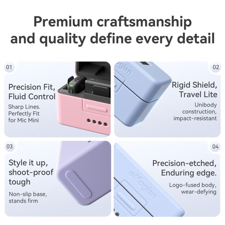 For DJI Mic Mini aMagisn MP01 Silicone Protective Case, 3 In 1 Black, 3 In 1 Gray, 3 In 1 Pink, 3 In 1 Purple, 3 In 1 Blue, 4 In 1 Black, 4 In 1 Gray, 4 In 1 Blue