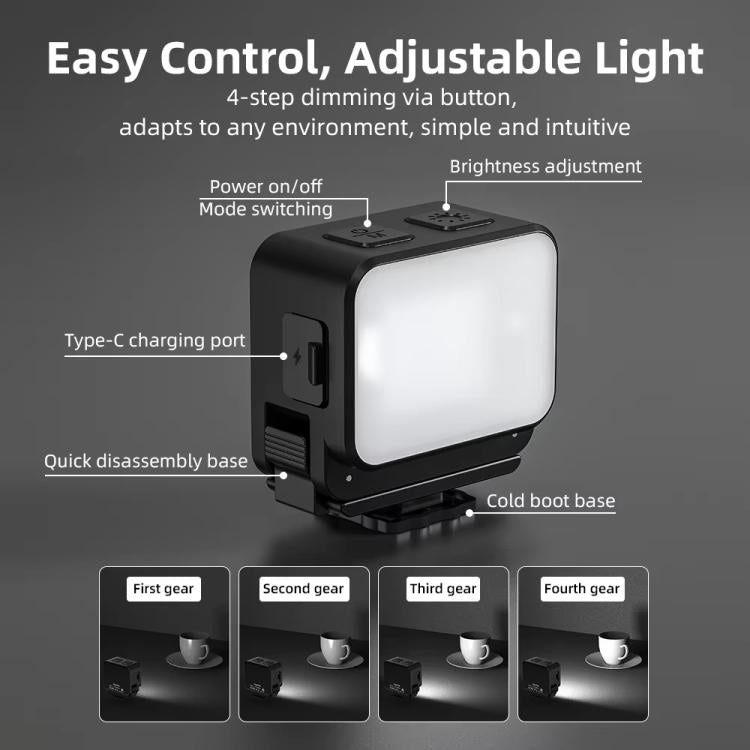 For DJI Action 5 Pro/ Action 4 Flymile 20 LEDs Magnetic Fill Light Rechargeable Video Light 3000K/4440K/8700K Adjustable, For DJI Action 5 Pro/ Action 4