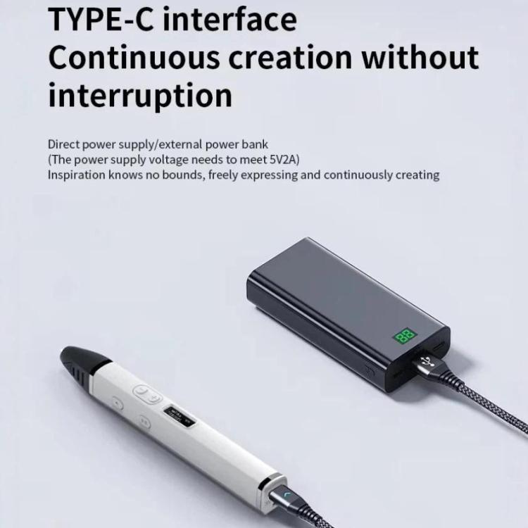 3D Printing Pen Kit With Detachable Body, HD OLED Screen & Precise Temperature Control – 3-Speed Adjustable, Without Plug, US Plug, EU Plug
