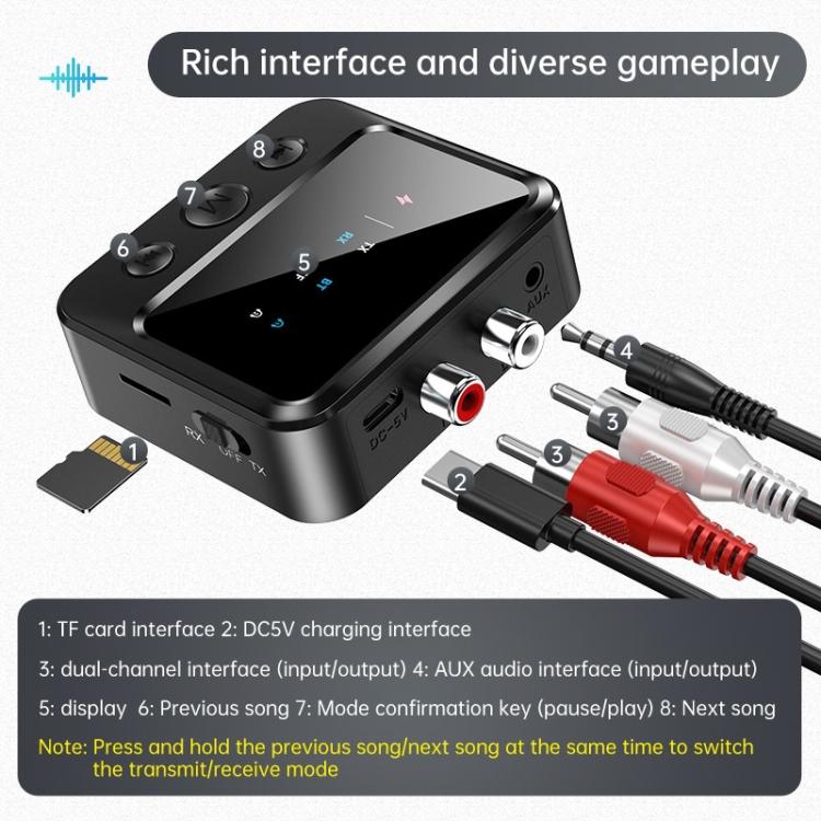 C56 Bluetooth 5.4 Audio Transmitter & Receiver with TF Card Playback