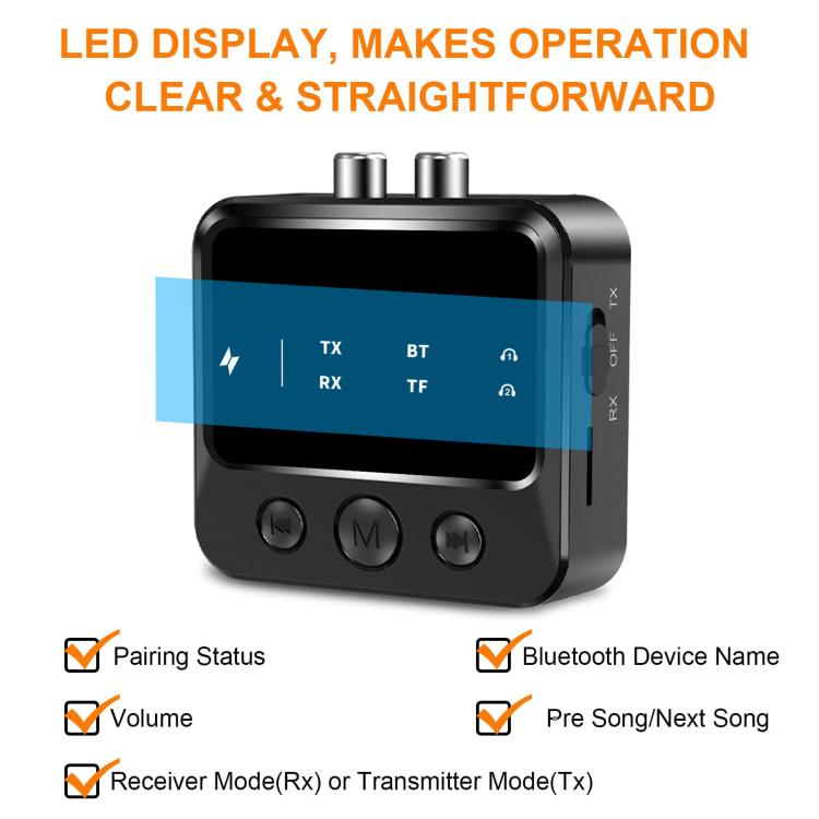 C56 Bluetooth 5.4 Audio Transmitter & Receiver with TF Card Playback